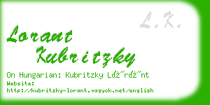 lorant kubritzky business card